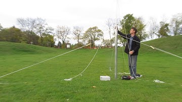 Erecting the pneumatic version of our anemometer pole