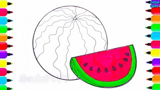 How Coloring Watermelon|Coloring Pages Fruit|Kids Learn colors with Watermelon|Art Colors for babies