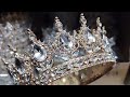 Bridal european princess tiara round baroque pageant crowns crystal full crown king tiara