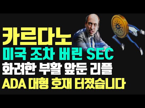 카르다노 에이다 코인 미국 조차 버린 SEC 화려한 부활 앞둔 리플 ADA 대형 호재 터졌습니다 