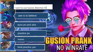 GUSION PRANK NO WINRATE PRACTICE P2 ? BUGBUG YUNG KALABAN HAHA ! MLBB ✓