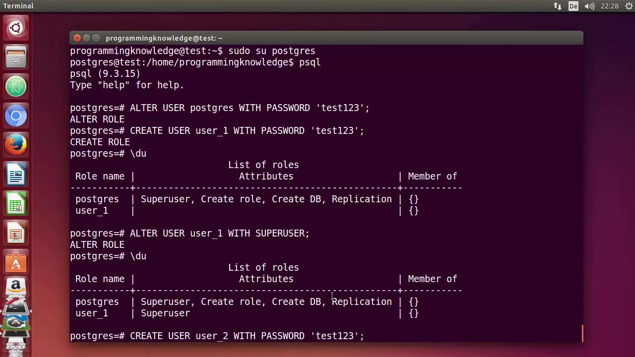 Postgres ubuntu create user