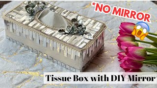 Diy Tissue Box|How To Decorate Tissue Box|Diy Mirror|Easy HomeDecor|Empty Plastic wrapper Reuse Idea