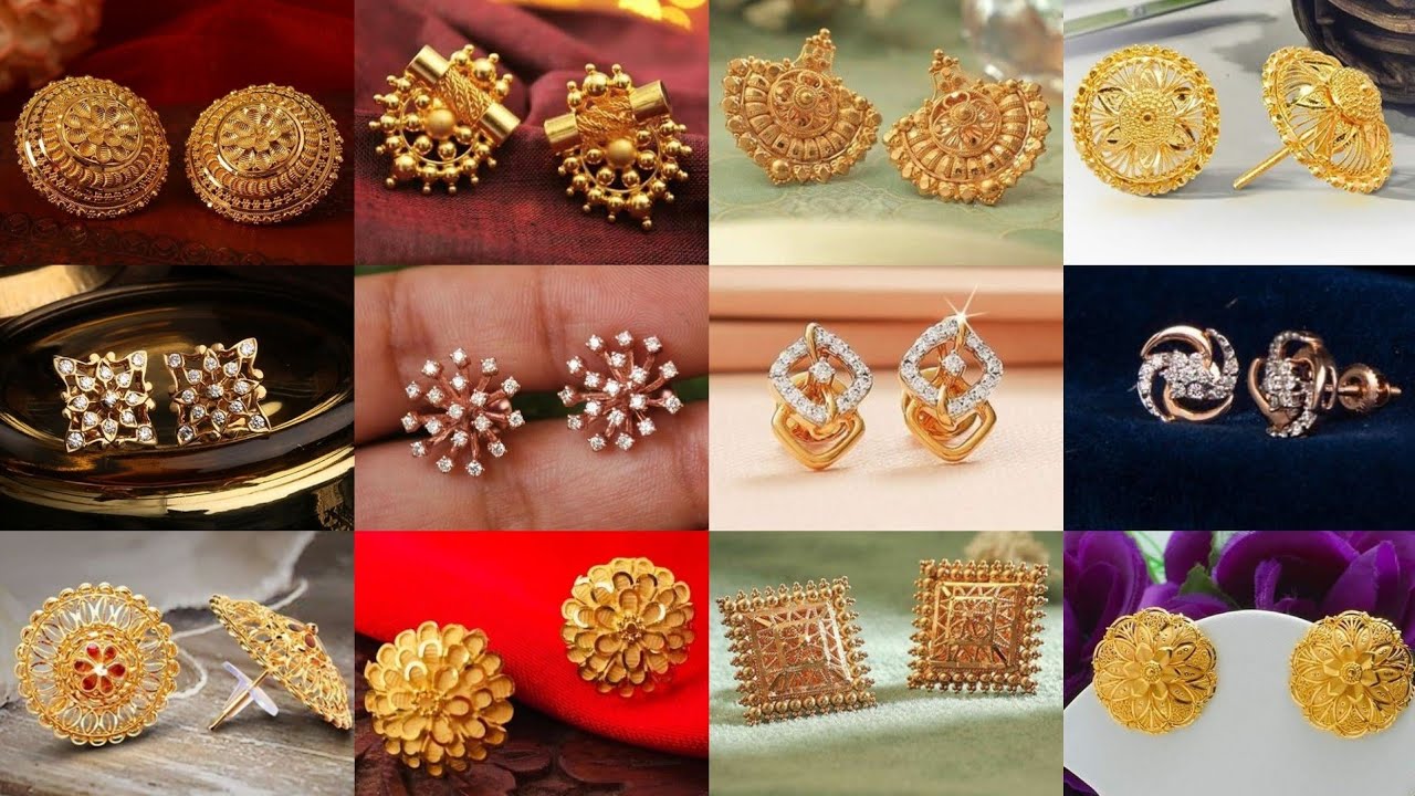 Delicate Gold Stud Earrings for Women | Pearl Studs in 22k Gold