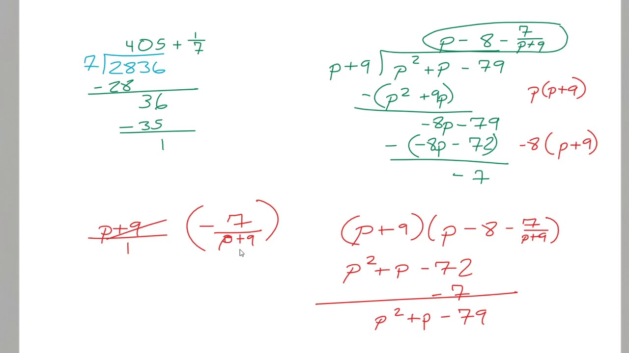 Division of Polynomials with a Remainder - YouTube