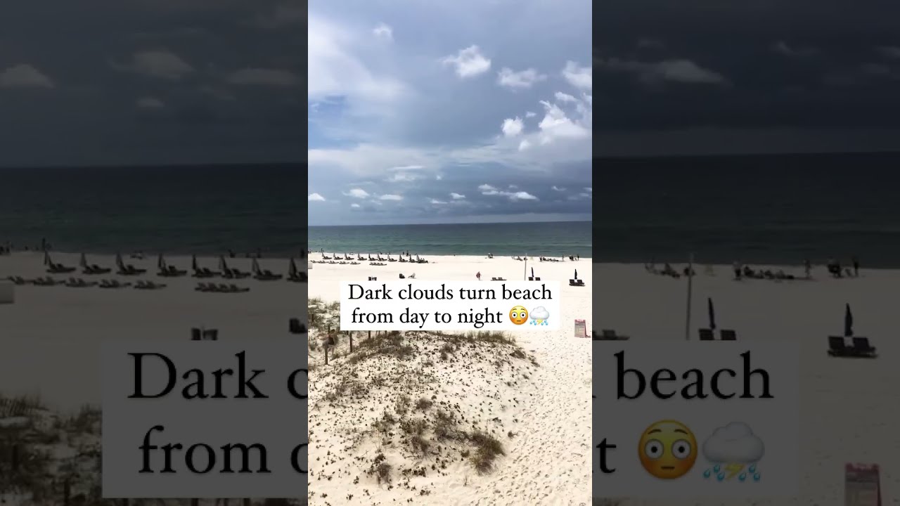 Dark Clouds Turn Beach From Day To Night Sun Vacation Fun Rain Storm