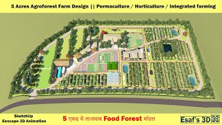 5 Acres Farm Design || Permaculture / Horticulture / Integrated farming || SketchUp Enscape 3D screenshot 1