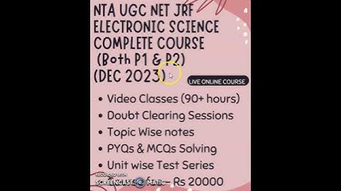 UGC NET Electronic Science Course December 2023 | Live Online course