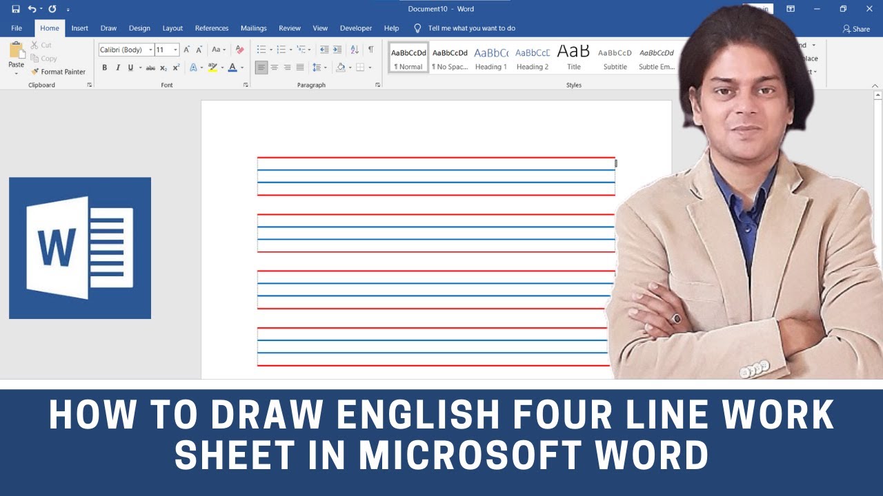 how-to-draw-english-four-line-worksheet-in-microsoft-word-youtube