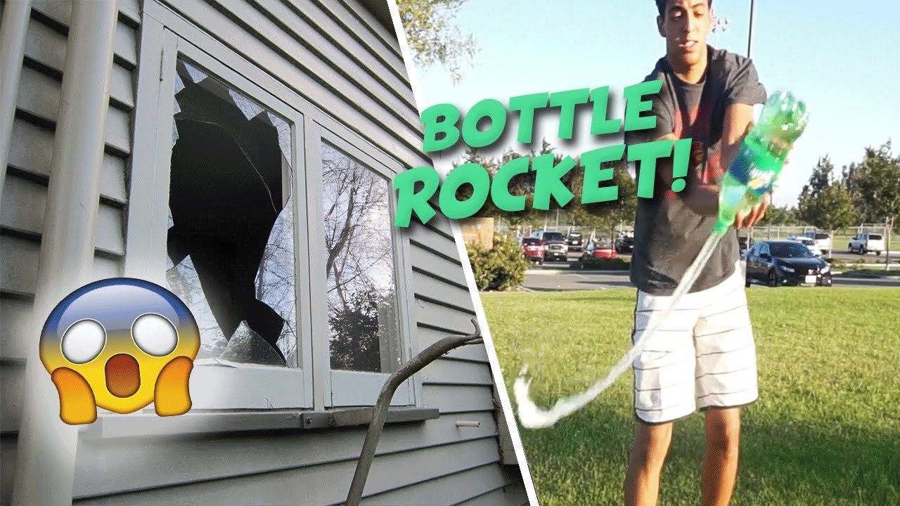 DIY HOMEMADE BOTTLE ROCKET W/ BUTANE! (broken window) YouTube