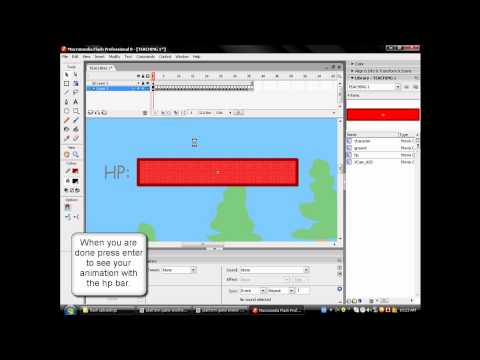 Making a platform game in flash 8 Part 3(AS2) Making HP