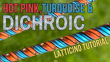 Lampwork Tutorial: Dichroic Glass Latticino - Hot Pink & Turquoise Glass with Black Stripes