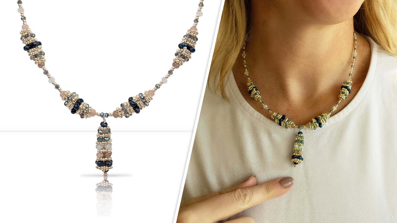 Gem Woven Beaded Bead Necklace - DIY Jewelry Making Tutorial by ...
