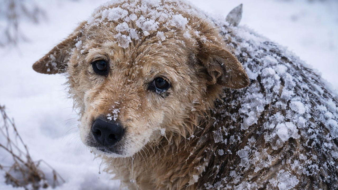 Собаку выбросили в метель и уехали. Она сидела в поле 2 дня, ждала хозяев... Но никому не была нужна
