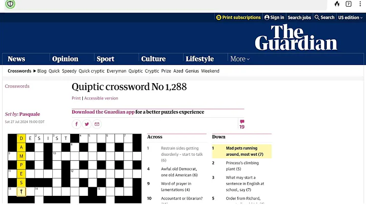 Guardian Quiptic Crossword (No. 1,288)