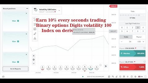 Earn 10% every seconds trading binary options Digits volatility 100 index on deriv
