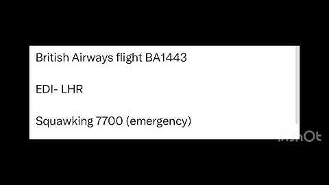 British airways flight BA11443 EDI-LHR  squawking emergency 🚨
