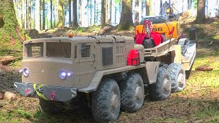 RC Waldarbeiter in Action / Liebherr R956 Transport mit dem Russischen MAZ 537