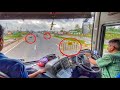 Extremely highspeed  skilled scania bus driving at nh 19  volvo bus driving
