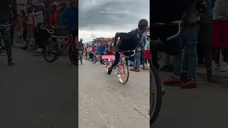 This is a real bicycle, but close your eyes and you'll hear a supercar