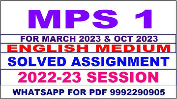 mps 1 solved assignment 2022-23 in english | mps 1 solved assignment 2022-23 | mps 1 2023