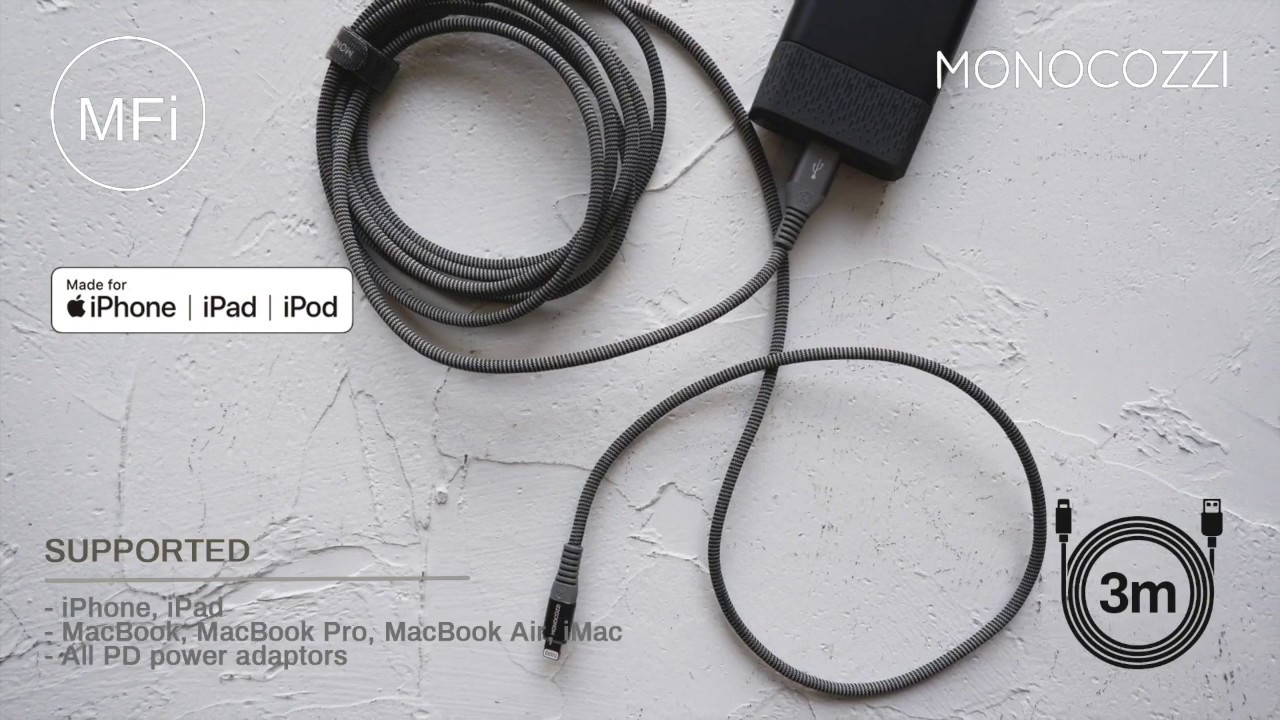 Moxie - Apple Certified Braided USB to Lightning Sync and Charge Cable  300cm