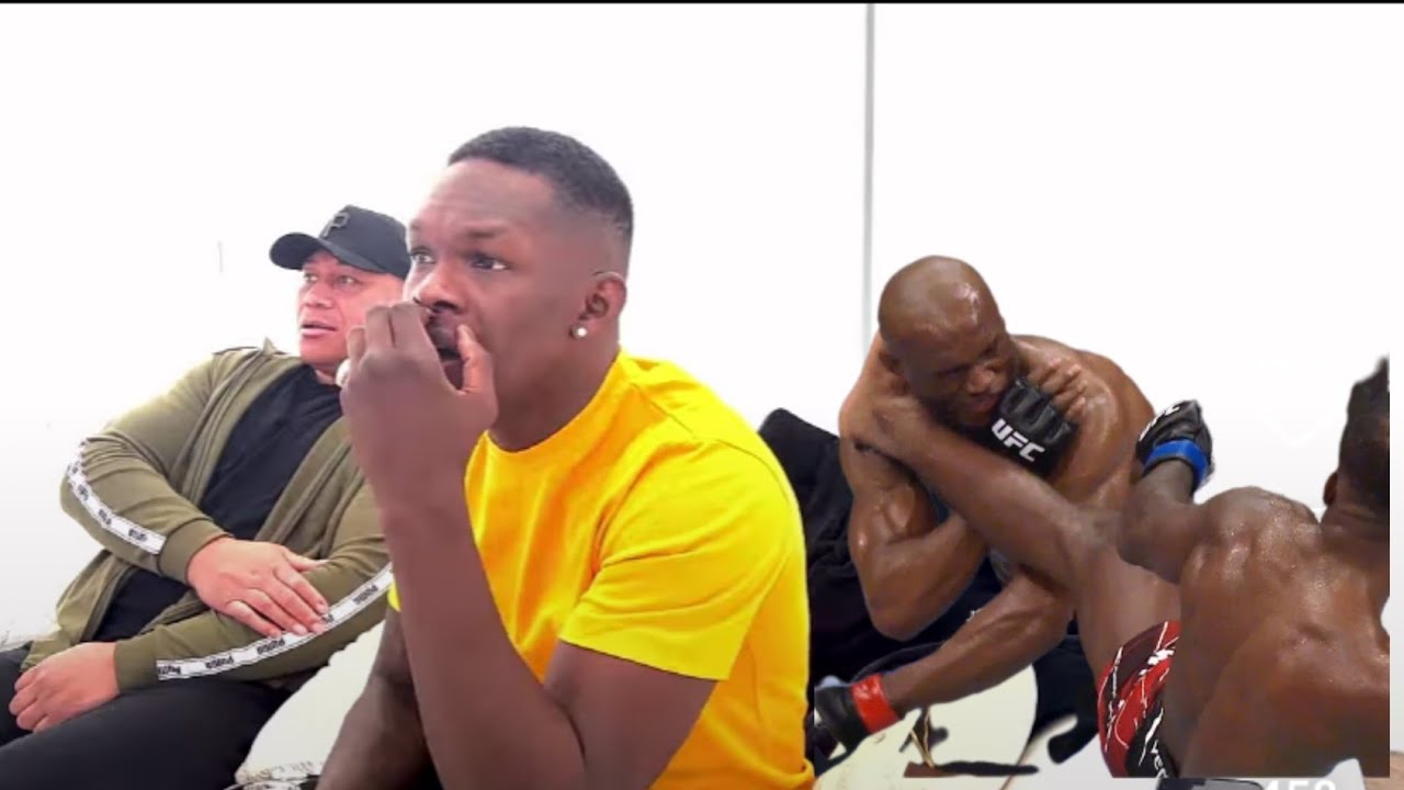 Israel Adesanya's reaction to Leon Edwards' HeadKick on Kamaru Us...