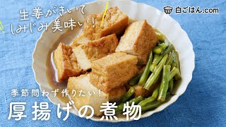 しみじみ美味しい!厚揚げの煮物/生姜をきかせ食べやすく、ごはんが進む味わいに!