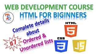 Web Development Tutorial |HTML tutorial for beginners | Ordered & unordered lists in html | Class 7