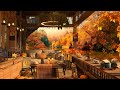 4K Autumn Cozy Coffee Balcony 🍁 Piano Jazz Music for Relaxing, Studying and Working