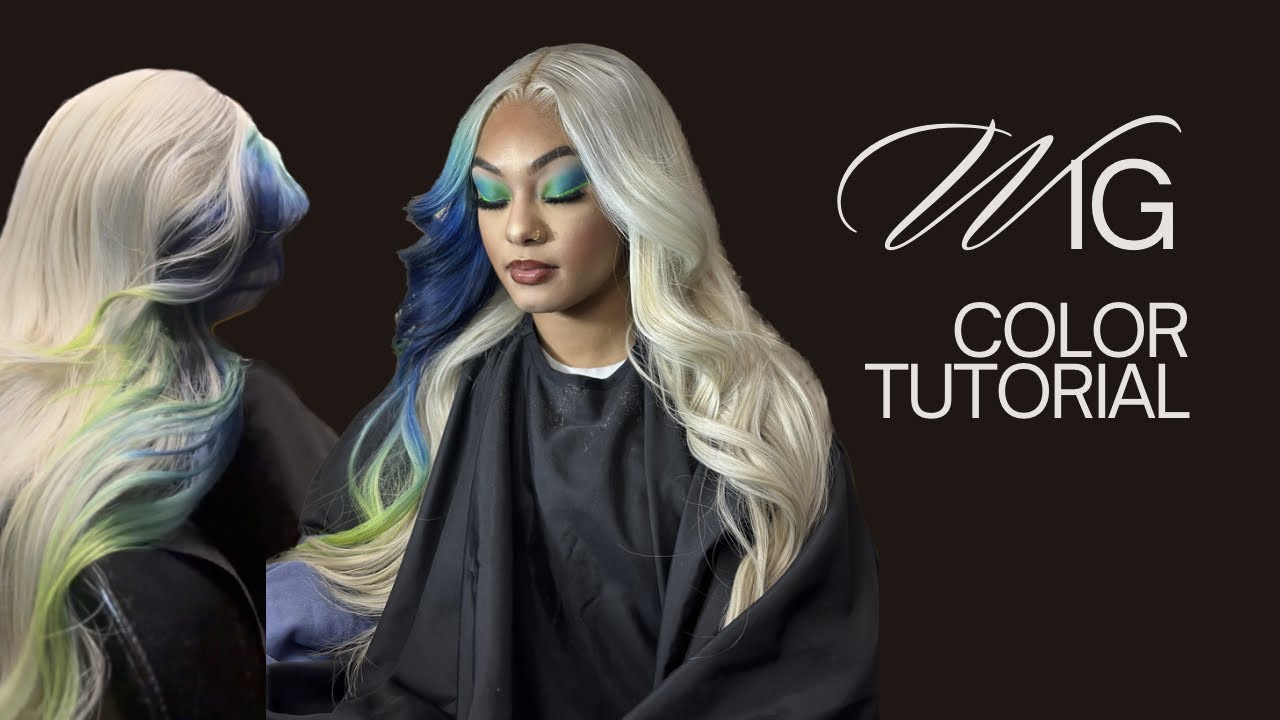 Wig Color Tutorial | Blue & Green stripe color blend 💚💙🖤