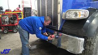 PUTTING ON A NEW BUMPER ON A PETERBILT 567