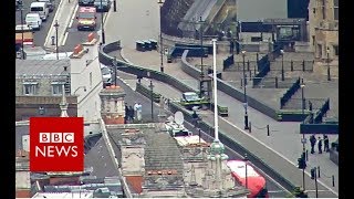 Westminster car crash: Aerial footage of the crash   - BBC News