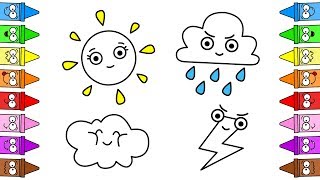 Weather Emoji For Kids | Coloring Weather | Weather Coloring Page