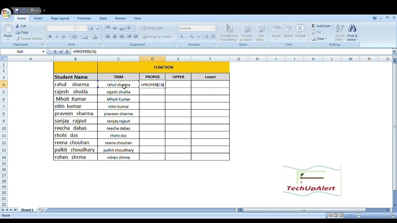 TRIM PROPER UPPER LOWER FUNCTION IN EXCEL YouTube