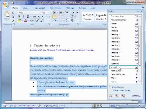 formatting a phd thesis in word