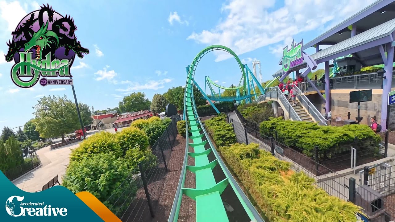 Hydra The Revenge 20th anniversary ULTRAWIDE on-ride 5K POV - Dorney ...