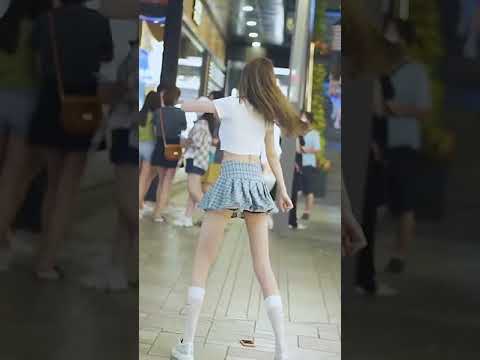 Cute girl japanese dance in the street