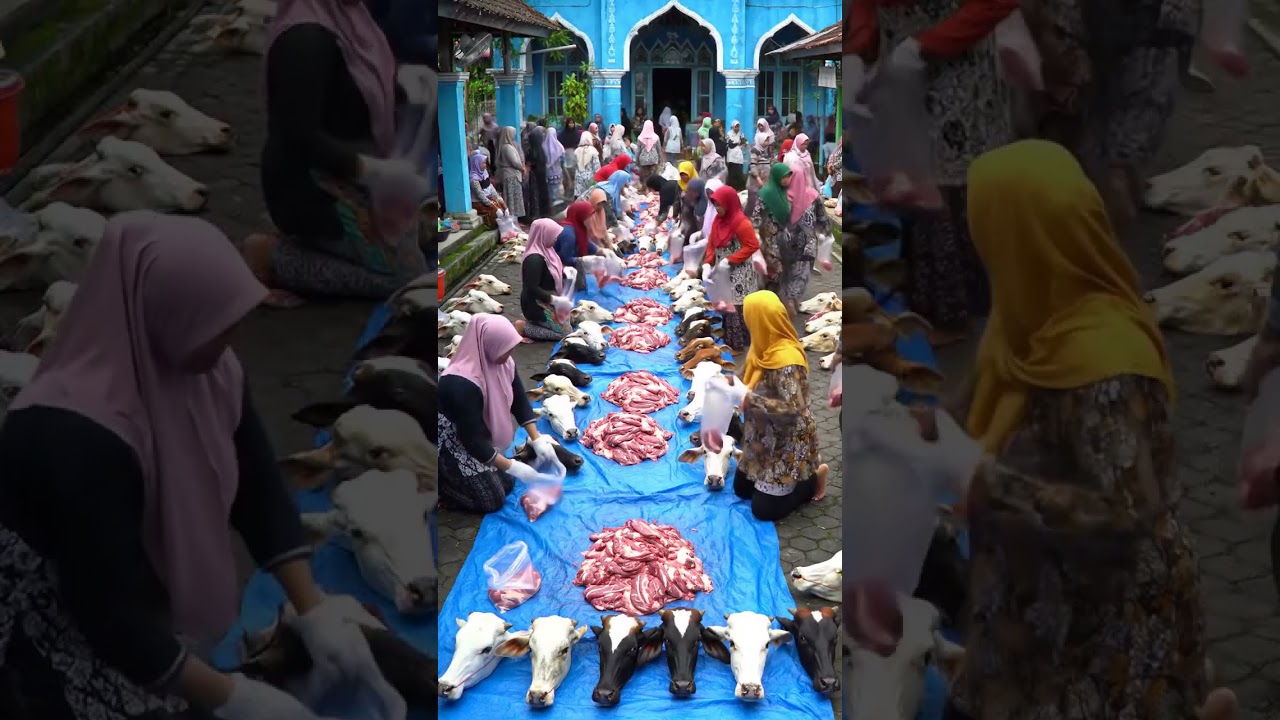 Eid al-Adha Meat Distribution at the Mosque | Islamic Tradition in Indonesia 