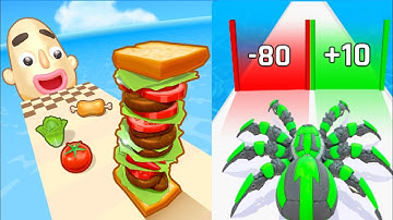 Sandwich Runner VS Anti Spider Run - All Levels SpeedRun Gameplay Android iOS Ep1