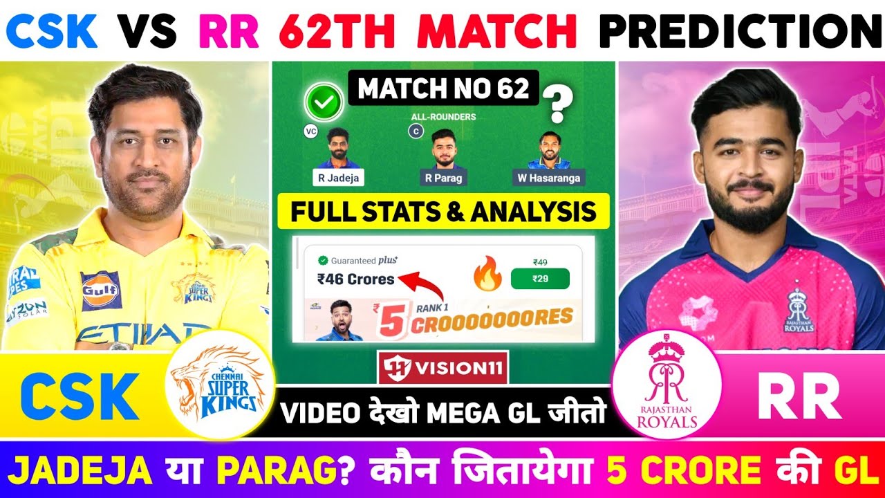 CSK vs RR Dream11 Prediction | CSK vs RR Dream11 Team Prediction | CHE vs RR Dream11 Prediction 2025