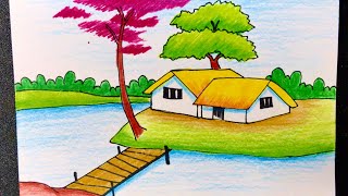 Hướng dẫn] chi tiết cách vẽ tranh phong cảnh làng quê đơn giản – Trang Trí  Nhà Xinh