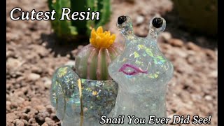 #398 Adorable Resin Succulent Snail - You'll Want To Pinch Her Cheeks!