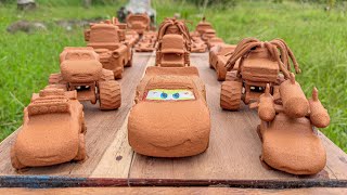 Clean up muddy minicars & disney car convoy! Play in the garden