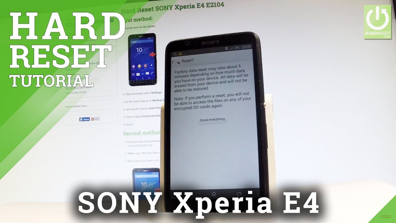 How to Hard Reset SONY Xperia E4 E2104 - Master Reset / Restore SONY -  YouTube