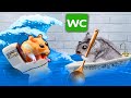 Hamster's mother Rescue Baby in Pool Toilet Drown by Mr Hamster Stories