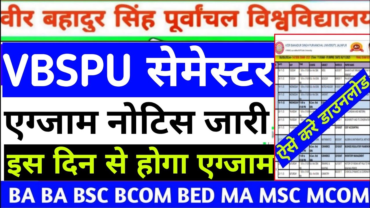 Vbspu Exam नोटिस📄|Vbspu Ba Exam Date 2025|Vbspu Time Table 2025|Vbspu Ba 1st Semester Exam Date 2025