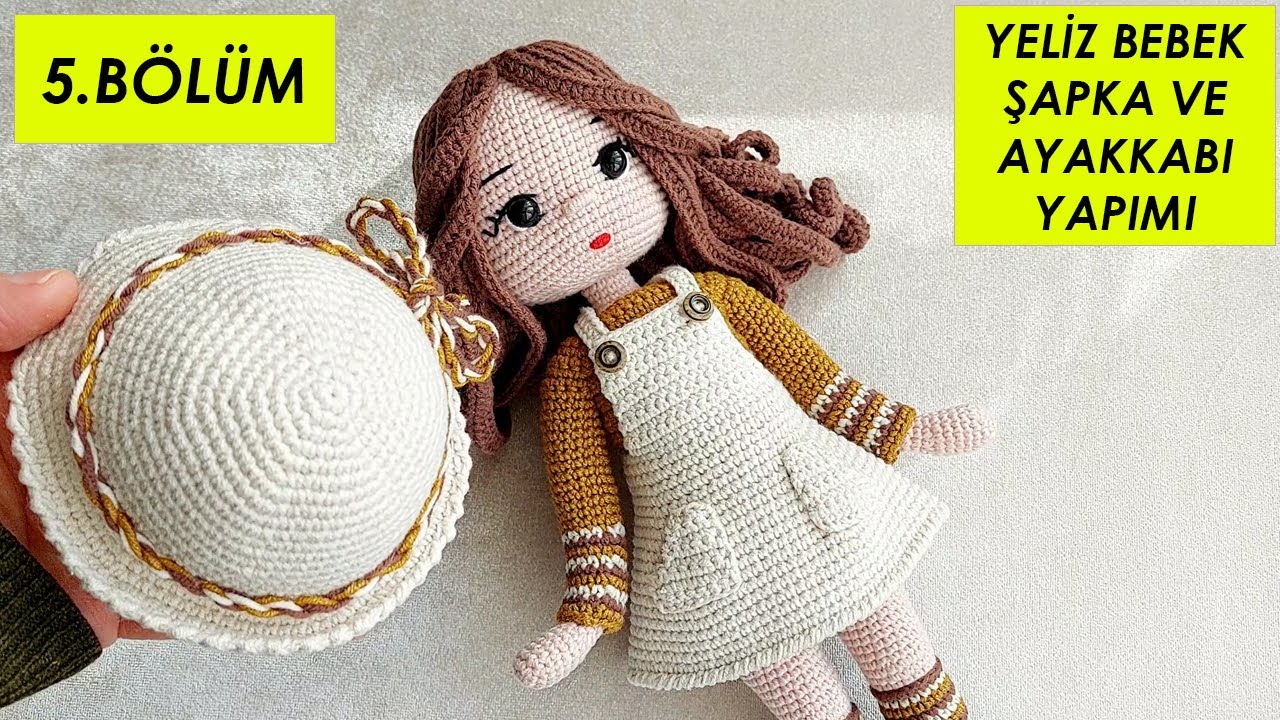 Изготовление шляпы и обуви Елиз Бебек (обучение кукле амигуруми) английские субтитры