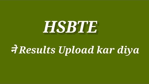 HSBTE Results uploaded