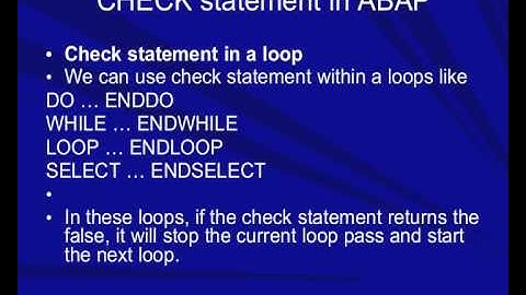 CHECK statement in ABAP